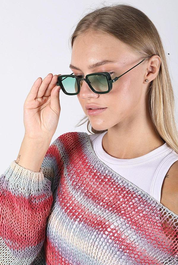 Angel Eyes Yeşil Dikdörtgen Unisex Güneş Gözlüğü Yw-2023D - Image 1