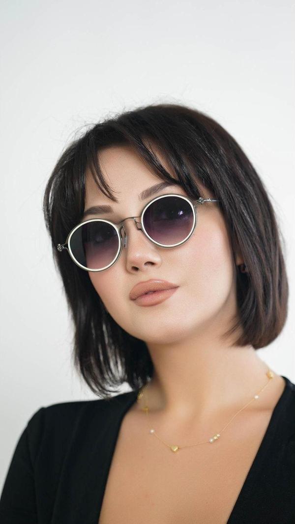 Angel Eyes Yuvarlak Beyaz Kemik Çerçeve Unisex Güneş Gözlüğü Ae2109C4 - Image 1