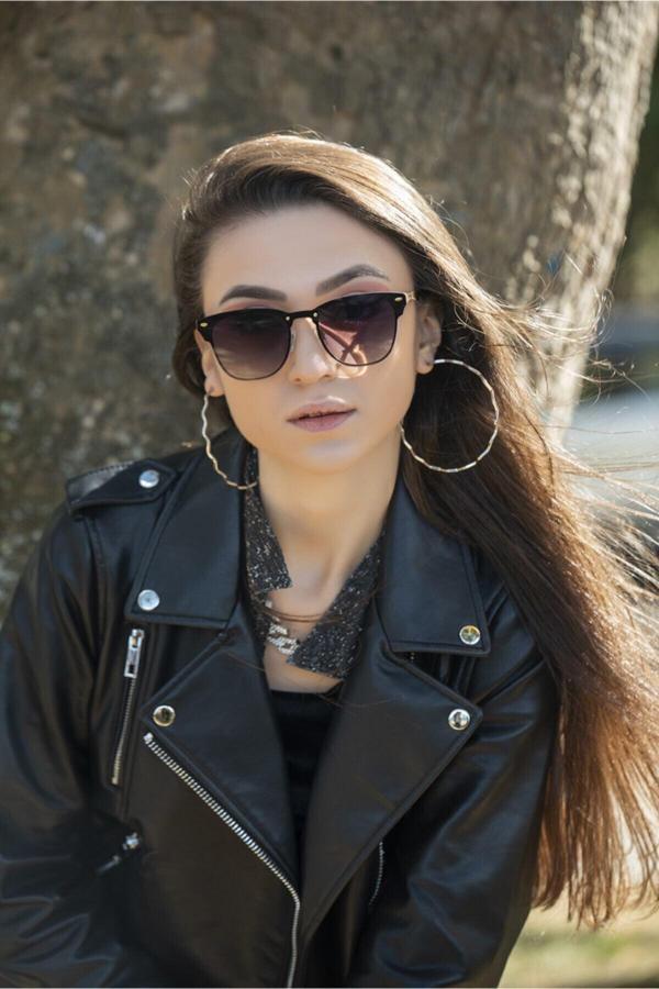 Angel Eyes Unısex Güneş Gözlüğü Siyah Mat Cam Sarı Metal Çerçeve - Image 1