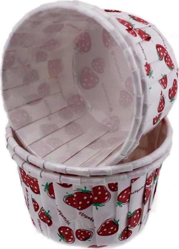 Cupcake Kalıbı Büyük Boy 62*40MM DESENLİ (50 Adet )  Çilek Desenli - Image 1