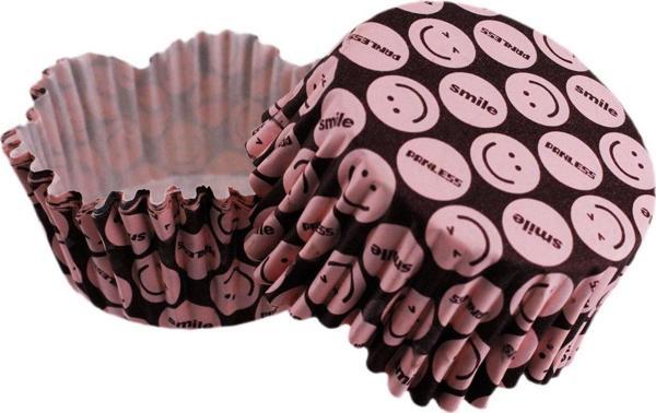 Cupcake Kalıbı Pet Kapsül Dalgalı Pembe Emoji Kek Kalıbı 65X38 MM (100 Adet) - Image 1