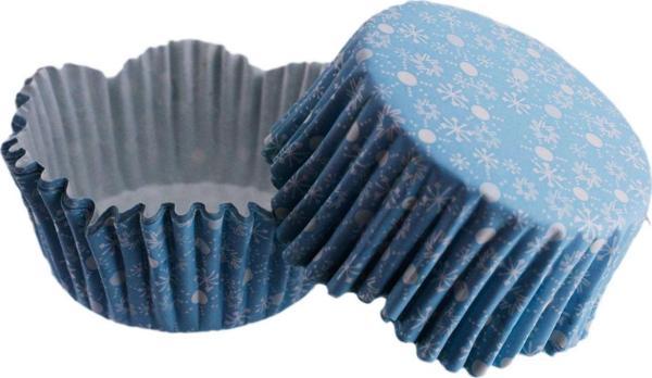 Cupcake Kalıbı Pet Kapsül Kar Desenli Mavi Dalgalı Kek Kalıbı 65X38 MM (100 Adet) - Image 1