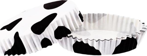Cupcake Kalıbı Pet Kapsül Oval Beyaza Siyah Desen Kek Kalıbı (100 Adet) - Image 1