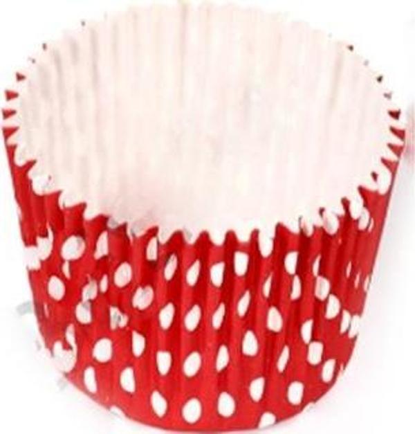 Kek Kalıbı Pet Kapsül 52*45 Mm Kağıt Cupcake Kağıdı (100 Adet)  Puantiyeli Kırmızı - Image 1