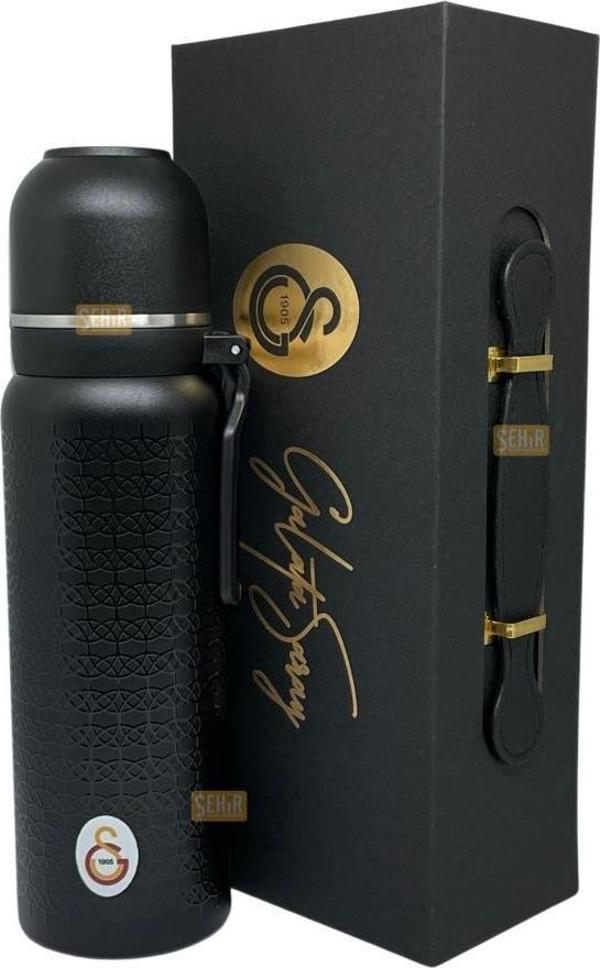 Galatasaray Çelik Termos Bardaklı Kapak Siyah 650 Ml - Image 1