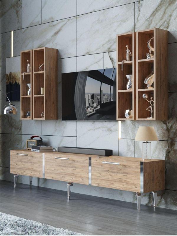 Myniture Home & Living Festival Tv Ünitesi S3002-6-Y1-D1 Silver A. Çam - Image 1