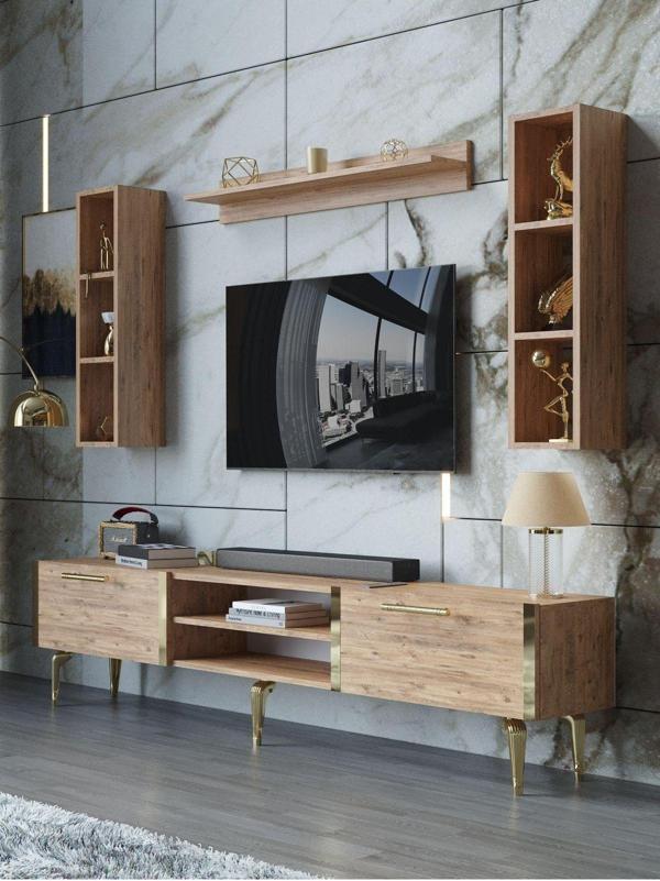Myniture Home & Living Festival Tv Ünitesi G3009-6-Y1-D1 Gold A. Çam - Image 1