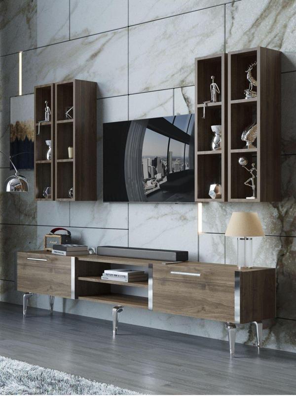 Myniture Home & Living Festival Tv Ünitesi S3001-2-Y1-D1 Silver Ceviz - Image 1