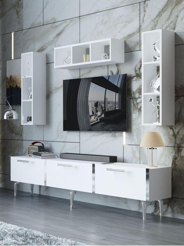 Myniture Home & Living Festival Tv Ünitesi S3007-1-Y1-D1 Silver Beyaz - Image 1