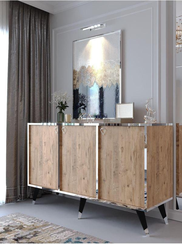 Myniture Home & Living Festival Konsol Spvc-K2005-4-6 Si̇lver Antrasi̇t Çam - Image 1