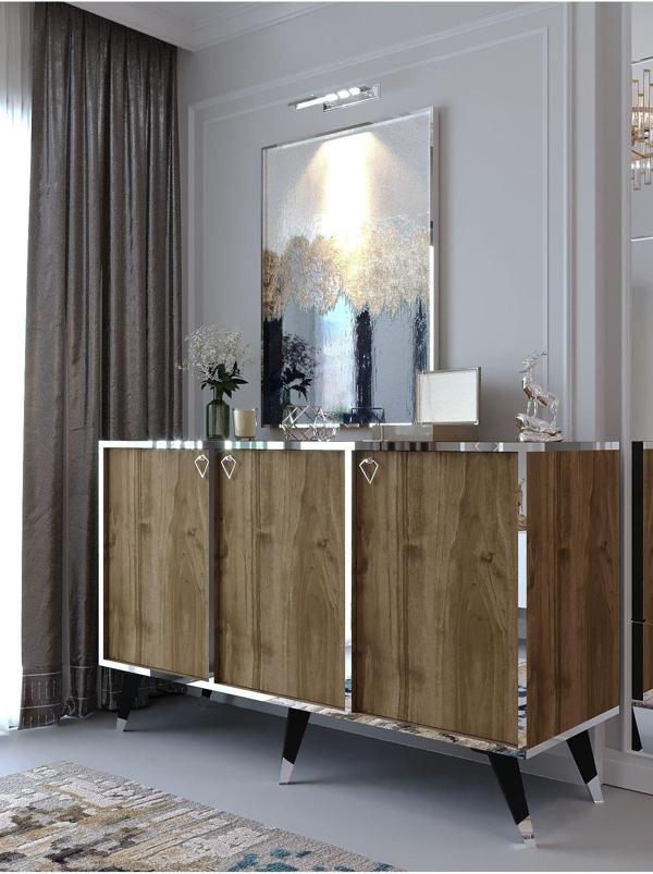 Myniture Home & Living Festival Konsol Spvc-K2005-1 Si̇lver Cevi̇z - Image 1