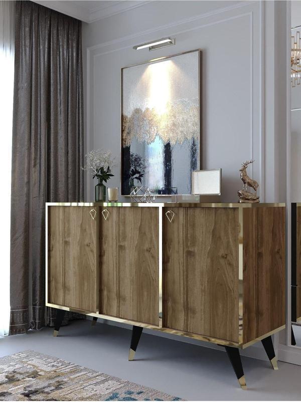 Myniture Home & Living Festival Konsol Gpvc-K2005-2 Gold Cevi̇z - Image 1