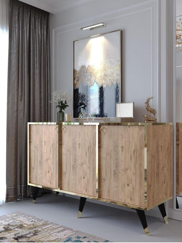 Myniture Home & Living Festival Konsol Gpvc-K2005-6 Gold Atlanti̇k Çam - Image 1