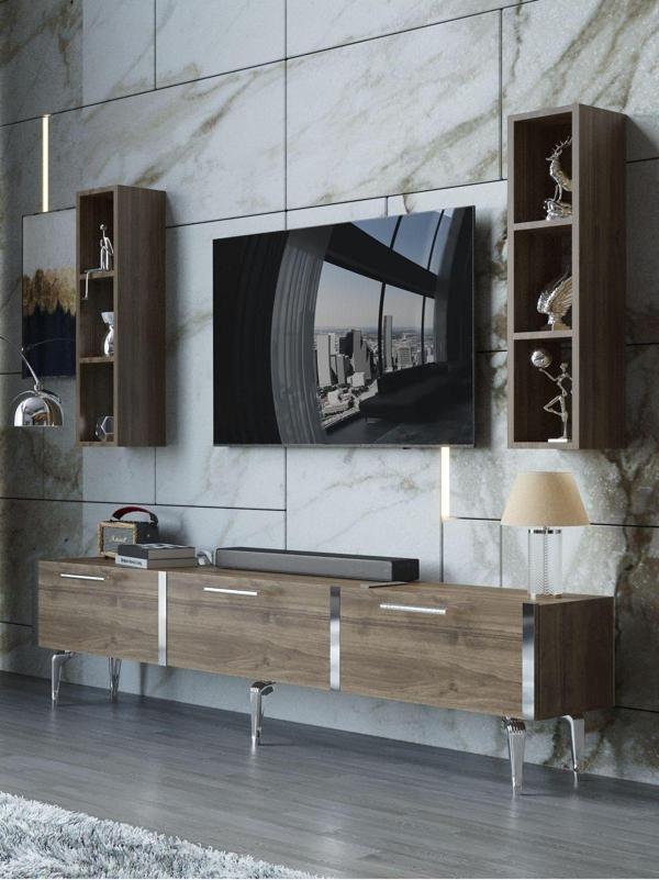 Myniture Home & Living Festival Tv Ünitesi S3004-2-Y1-D1 Silver Ceviz - Image 1