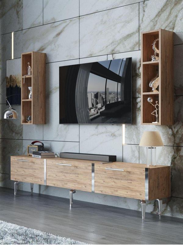 Myniture Home & Living Festival Tv Ünitesi S3004-6-Y1-D1 Silver A. Çam - Image 1