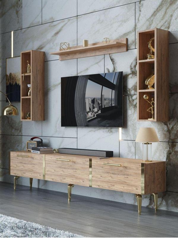 Myniture Home & Living Festival Tv Ünitesi G3008-6-Y1-D1 Gold A. Çam - Image 1