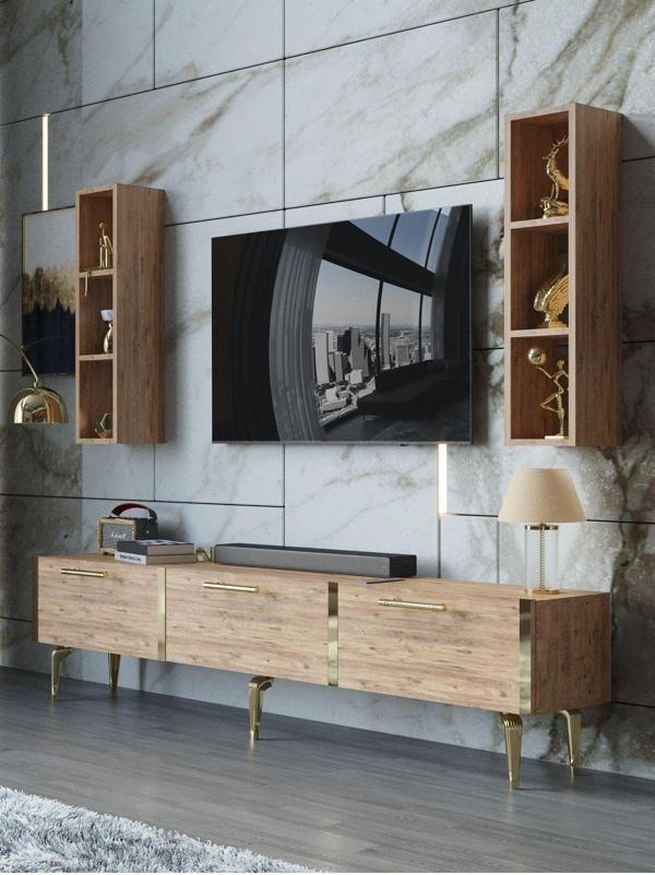 Myniture Home & Living Festival Tv Ünitesi G3004-6-Y1-D1 Gold A. Çam - Image 1