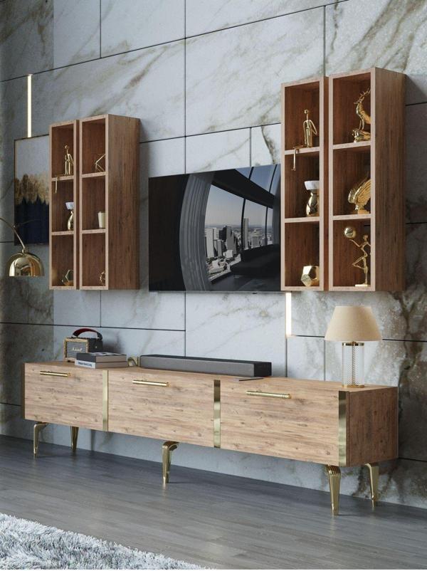 Myniture Home & Living Festival Tv Ünitesi G3002-6-Y1-D1 Gold A. Çam - Image 1