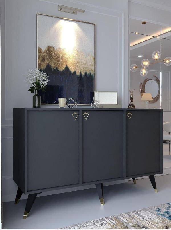 Myniture Home & Living Festival Konsol Gk2005-4 Gold Antrasi̇t - Image 1