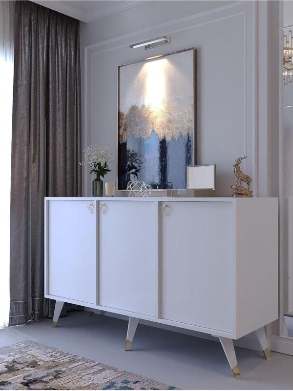 Myniture Home & Living Festival Konsol Gk2005-1 Gold Parlak Beyaz - Image 1