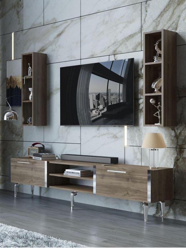 Myniture Home & Living Festival Tv Ünitesi S3000-2-Y1-D1 Silver Ceviz - Image 1