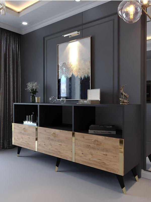 Myniture Home & Living Festival Konsol Gk2004-4-6 Gold Antrasi̇t Çam - Image 1