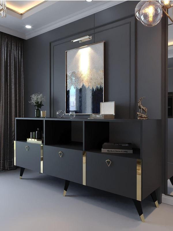 Myniture Home & Living Festival Konsol Gk2004-4 Gold Antrasi̇t - Image 1