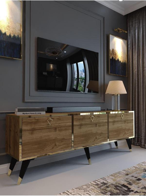 Myniture Home & Living Festival Gold Tv Sehpası Gp-M1001-2 Ceviz Minifiks Bağlantı - Image 1
