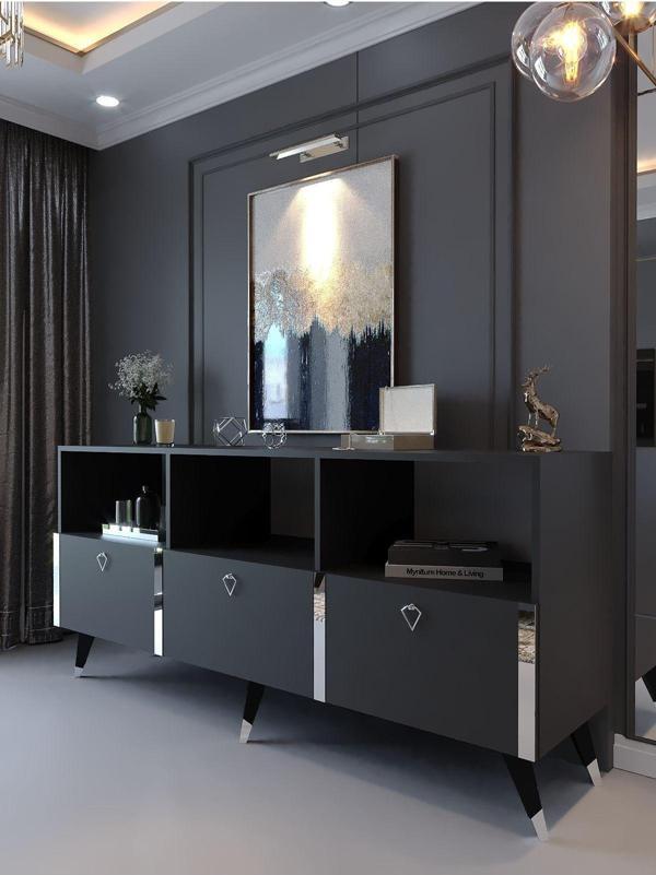 Myniture Home & Living Festival Konsol Sk2004-4 Si̇lver Antrasi̇t - Image 1