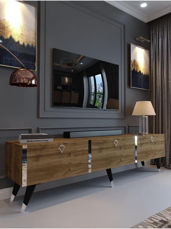 Myniture Home & Living Festival Tv Sehpası S3817-2 Silver Ceviz - Image 1