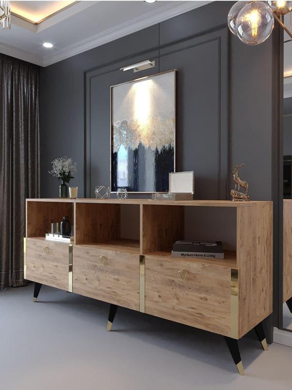Myniture Home & Living Festival Konsol Gk2004-6 Gold Atlanti̇k Çam - Image 1