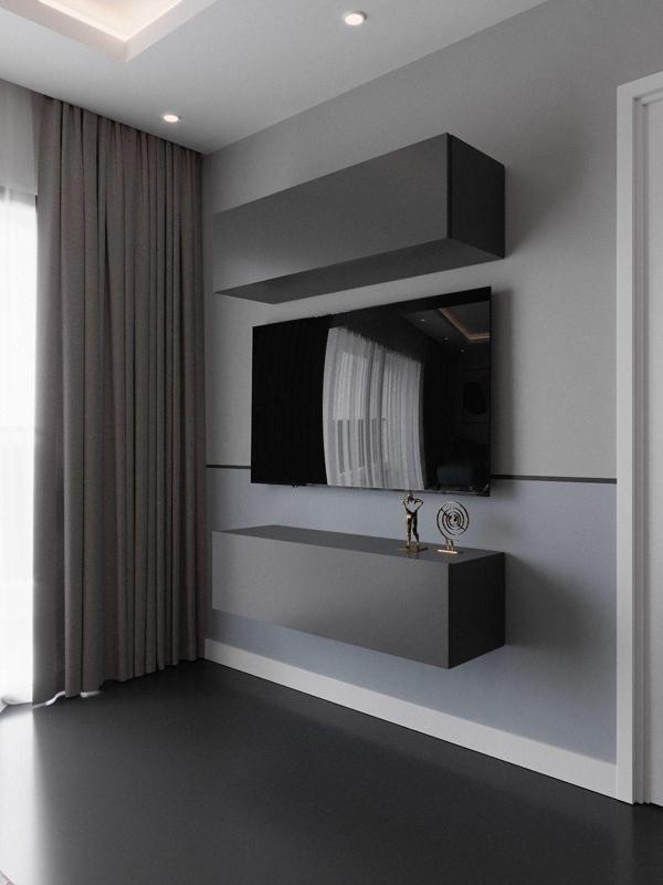 Myniture Home & Living Duvara Monte Tv Sehpası Antrasit S6113-4 - Image 1