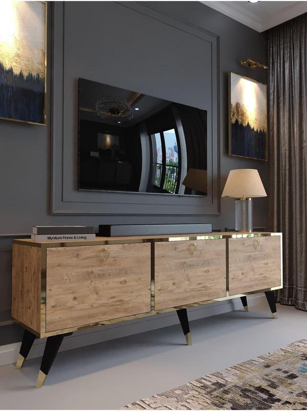 Myniture Home & Living Festival Gold Tv Sehpası Gp-M1001-6 Çam Minifiks Bağlantı - Image 1