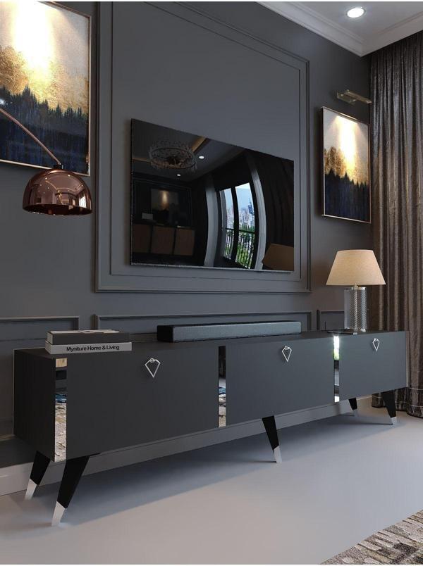 Myniture Home & Living Festival Tv Sehpası S3817-4 Silver Antrasit - Image 1