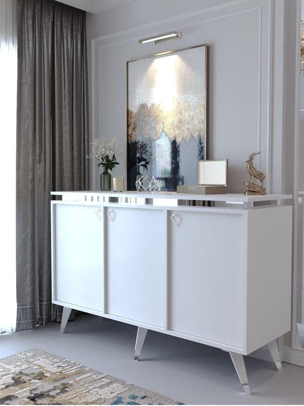Myniture Home & Living Festival Konsol Bsk2003-1 Si̇lver Parlak Beyaz - Image 1
