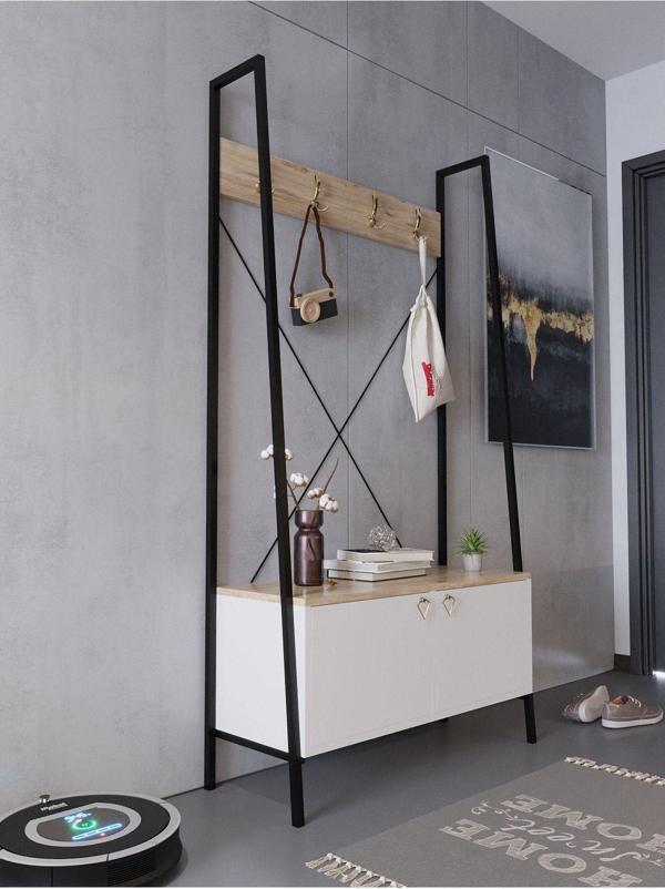 Myniture Home & Living Festival Demir Ayaklı Portmato - Gdp2001-1-6 Gold Beyaz - Çam - Image 1