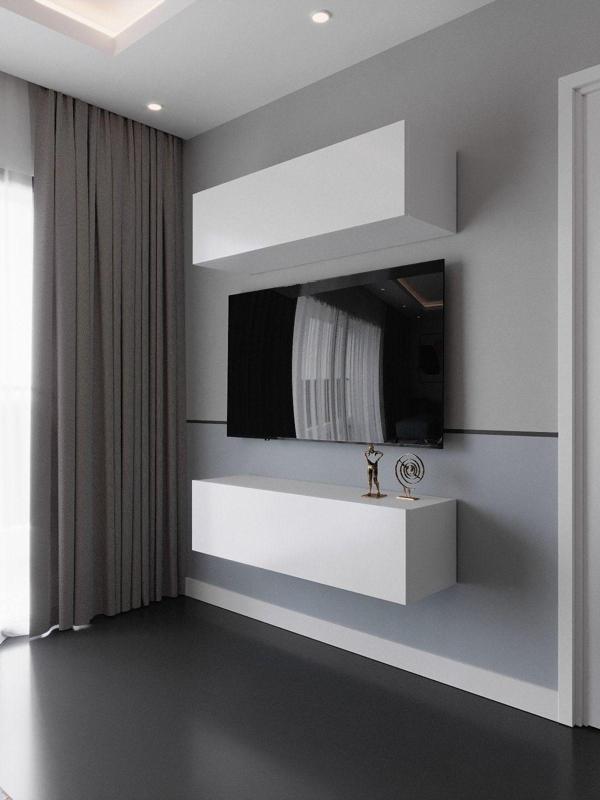 Myniture Home & Living Duvara Monte Tv Sehpası Beyaz S6113-1 - Image 1