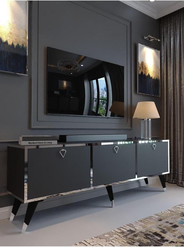 Myniture Home & Living Festival Silver Tv Sehpası Sp-M1001-6 Çam Minifiks Bağlantı - Image 1
