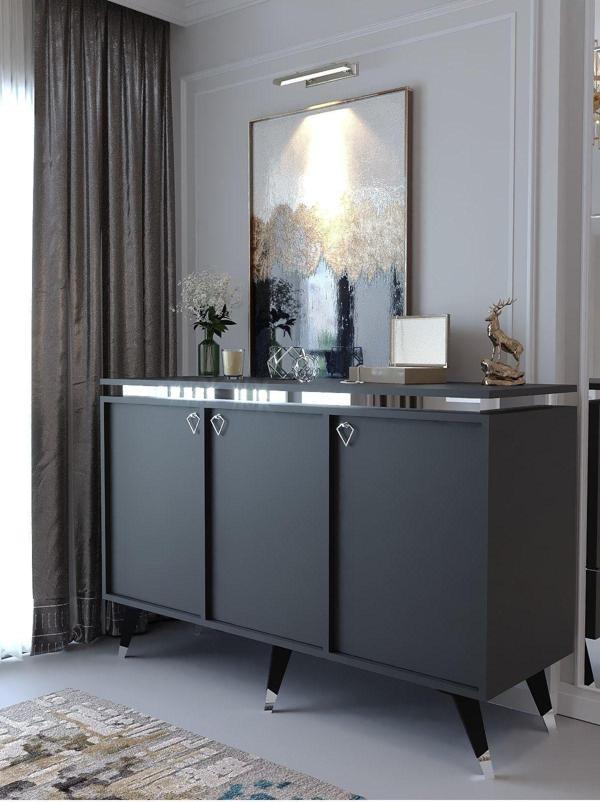 Myniture Home & Living Festival Konsol Bsk2003-4 Si̇lver Antrasi̇t - Image 1
