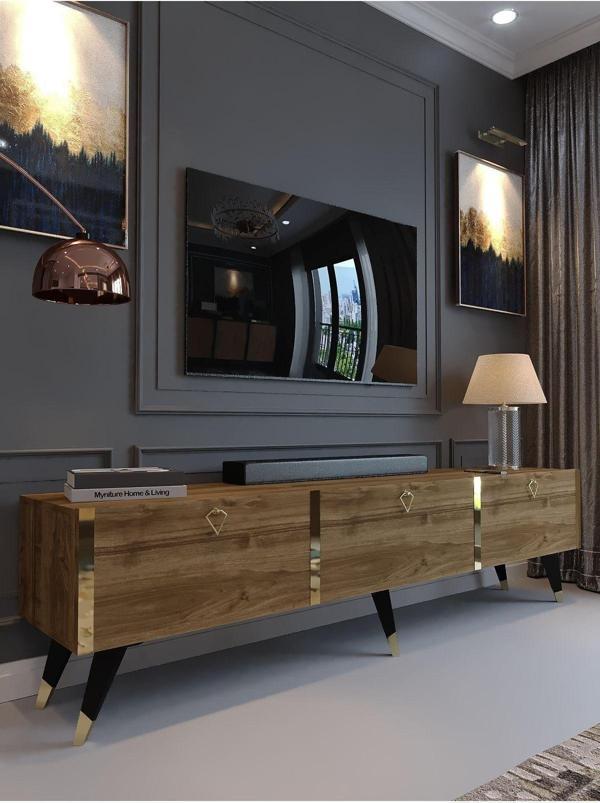 Myniture Home & Living Festival Tv Sehpası G3817-2 Ceviz Gold - Image 1