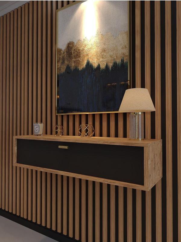 Myniture Home & Living Lüks Dresuar Çam Antrasit - Gold Kulp - Image 1