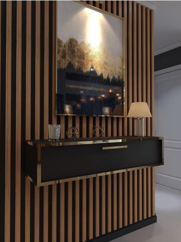 Myniture Home & Living Lüks Gold Dresuar Antrasit - Gold Kulp - Image 1