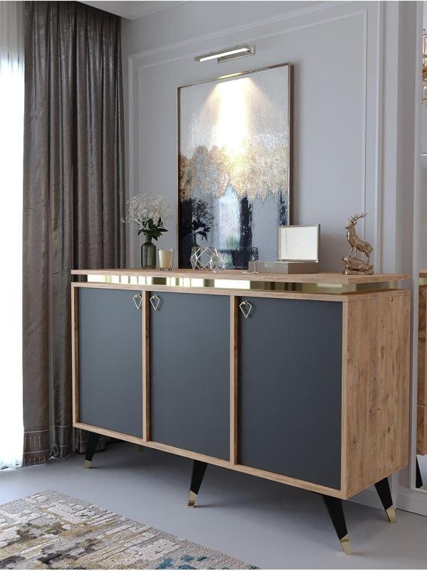 Myniture Home & Living Festival Konsol Bgk2003-6-4 Gold Atlanti̇k Çam Antrasi̇t - Image 1