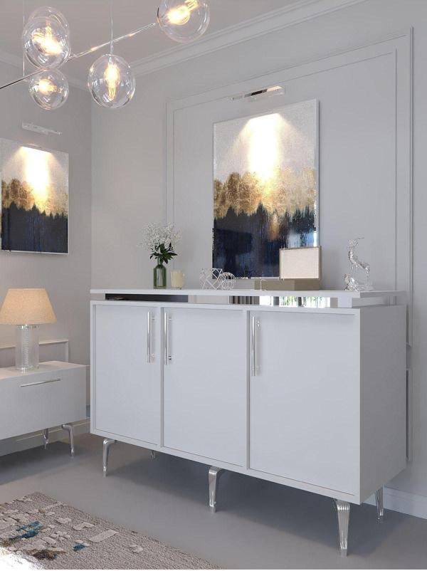 Myniture Home & Living Festival Konsol Sk-Set-2-1 Si̇lver Beyaz - Image 1