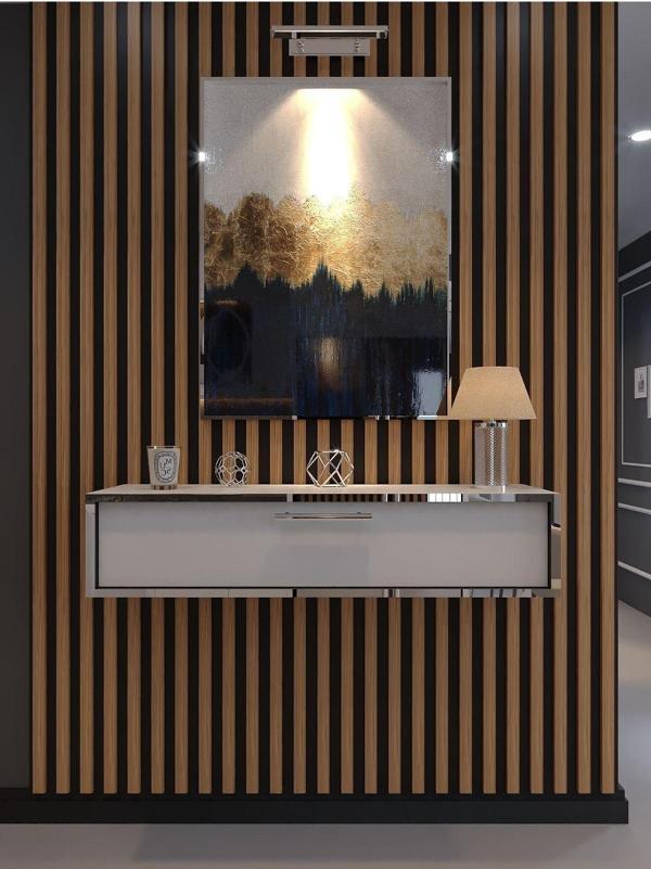 Myniture Home & Living Lüks Silver Dresuar Beyaz - Silver Kulp - Image 1