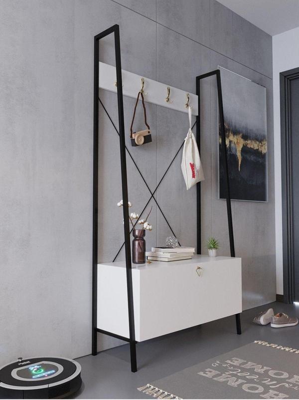 Myniture Home & Living Festival Demir Ayaklı Portmato - Gdp2003-1 Gold Beyaz Parlak - Image 1