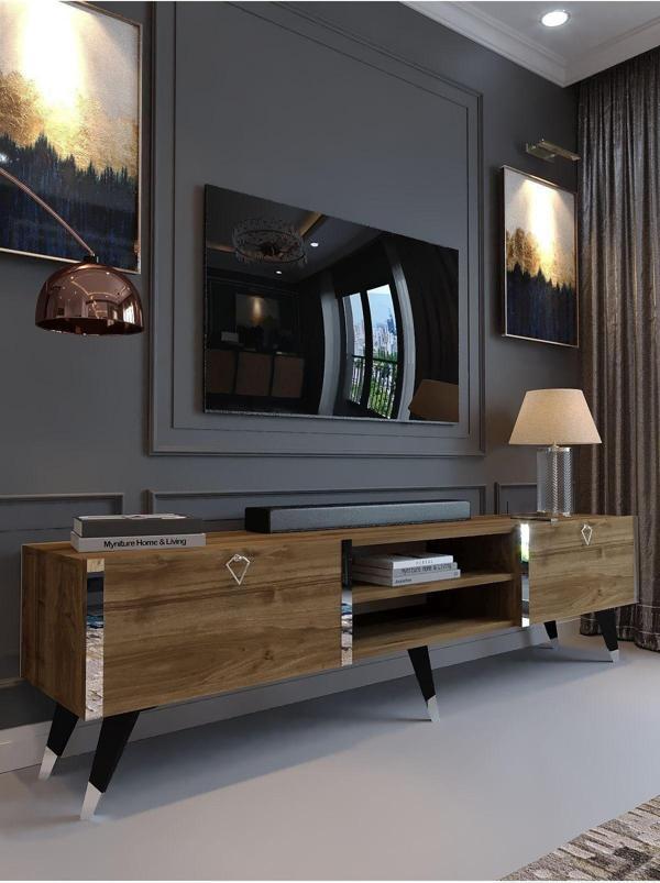 Myniture Home & Living Festival Tv Sehpası S3830-2 Silver Ceviz - Image 1