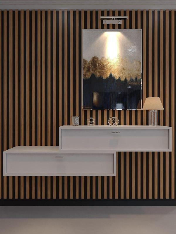 Myniture Home & Living Lüks Dresuar İkili Beyaz - Silver Kulp - Image 1