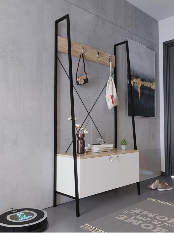 Myniture Home & Living Festival Demir Ayaklı Portmato - Sdp2001-1-6 Silver Beyaz - Çam - Image 1