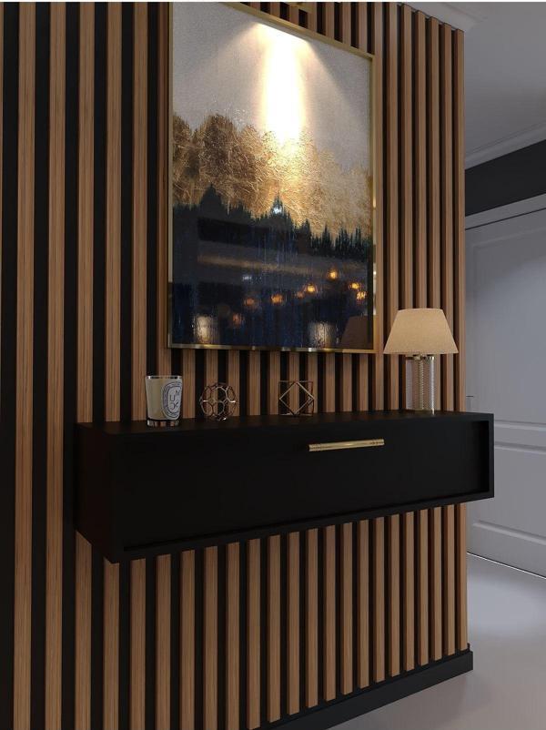 Myniture Home & Living Lüks Dresuar Siyah - Gold Kulp - Image 1
